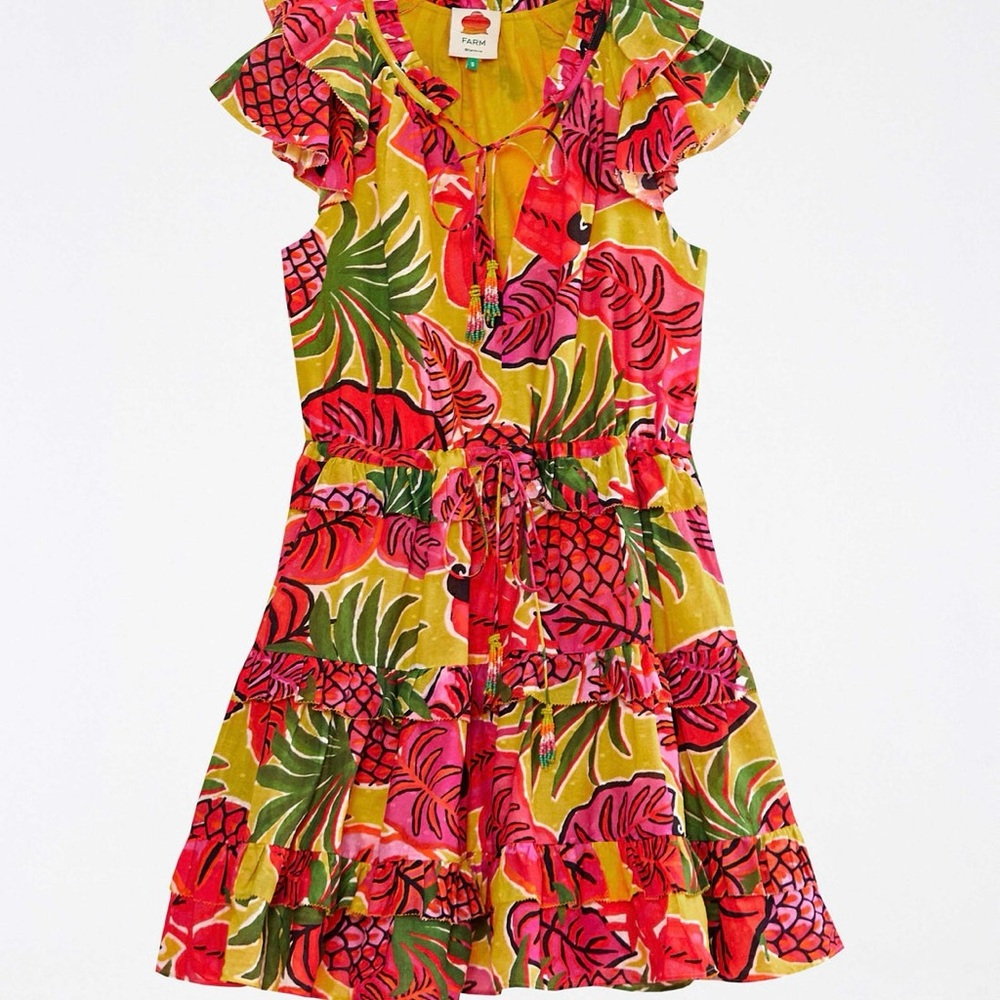 Farm Rio Dream Fruit Ruffled Mini Dress. Extra Small - Picture 5 of 12